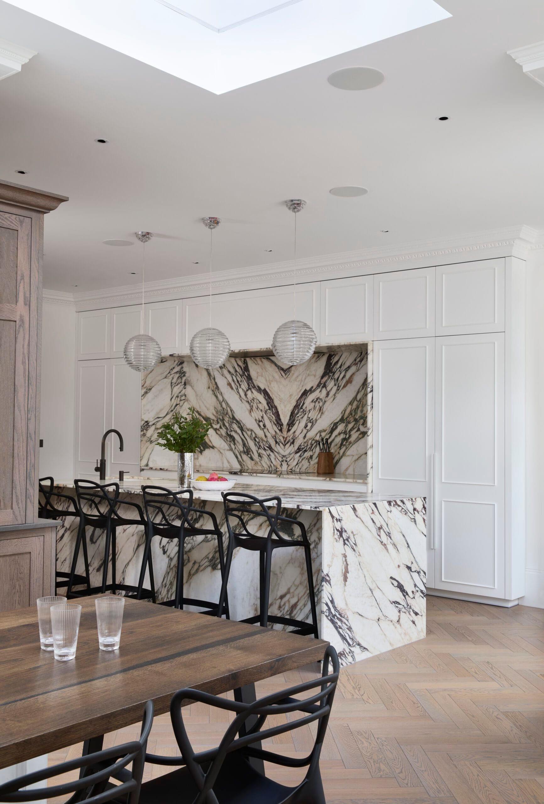 View from the dining area past the marble island at Victoria Road